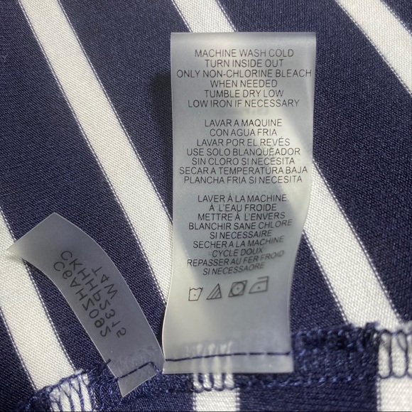 Calvin Klein Soft Scoopneck Navy/White Striped Top - Picture 15 of 16